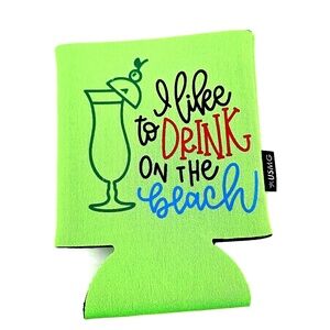 Can Cooler Collapsible Holder Sleeve Gift Neoprene Beverage Drink Beach Green